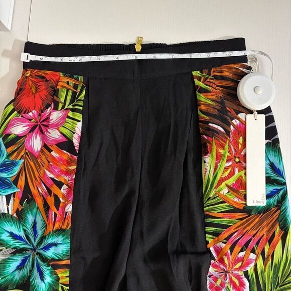 Line & dot Pant black Rainbow Tropical 100% silk elastic waist pockets size XS n - Picture 8 of 15